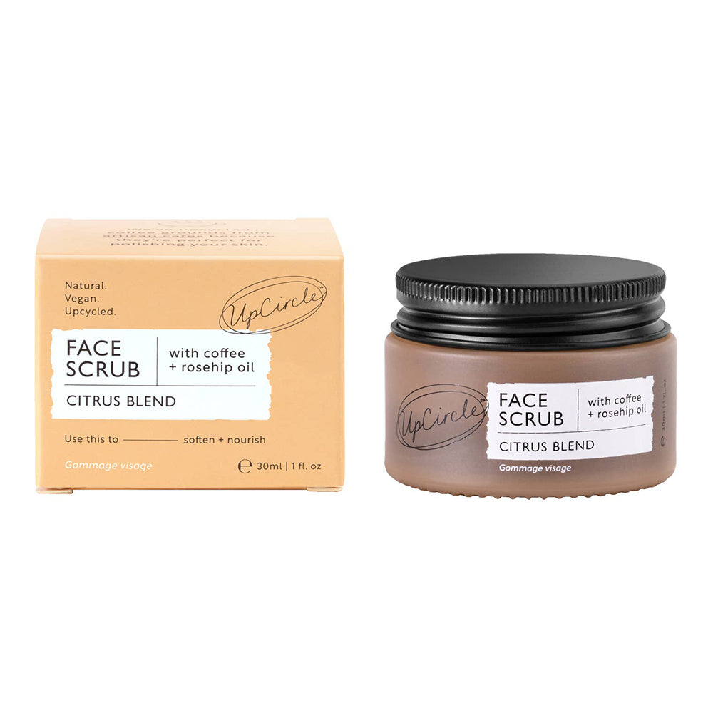 UpCircle Face Scrub Citrus Blend with Coffe and Roseship Oil Leave Skin Feeling Smooth and Glowing 1Oz (30ml)
